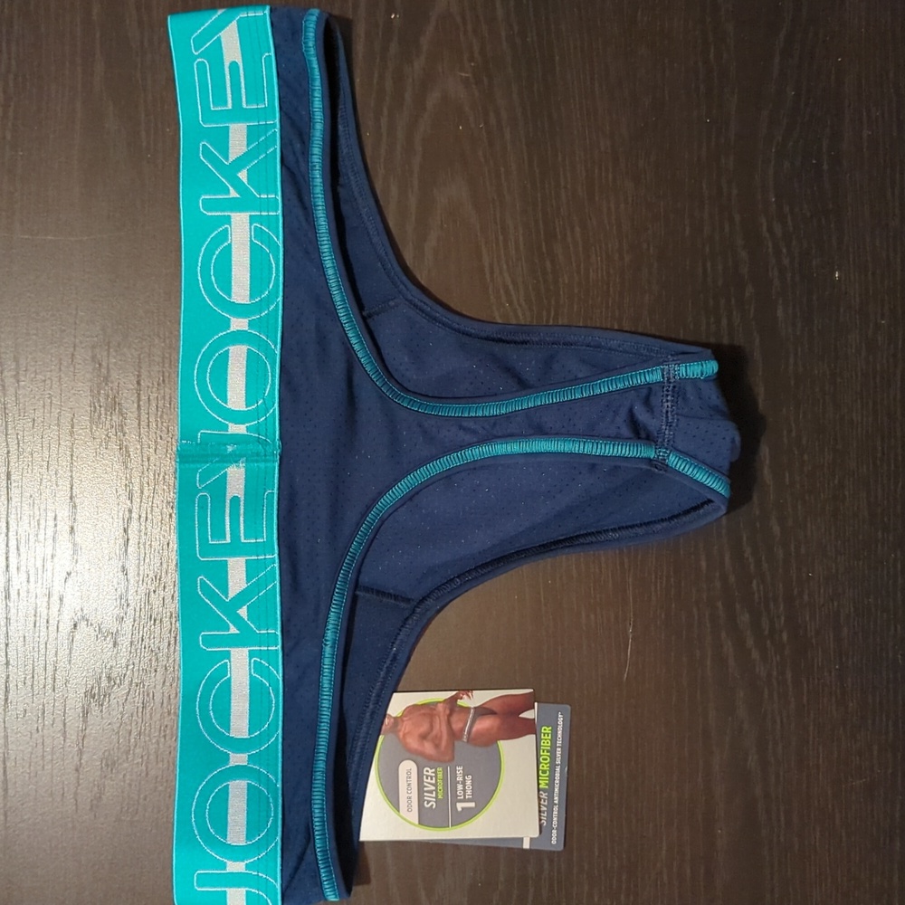 Jockey Blue-Light Blue Trim Thong - Picture 2 of 3
